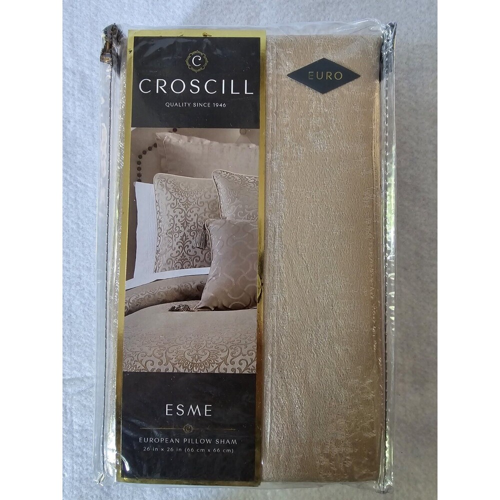CROSCILL European Pillow Sham ESME Beige 26 x 26 NEW